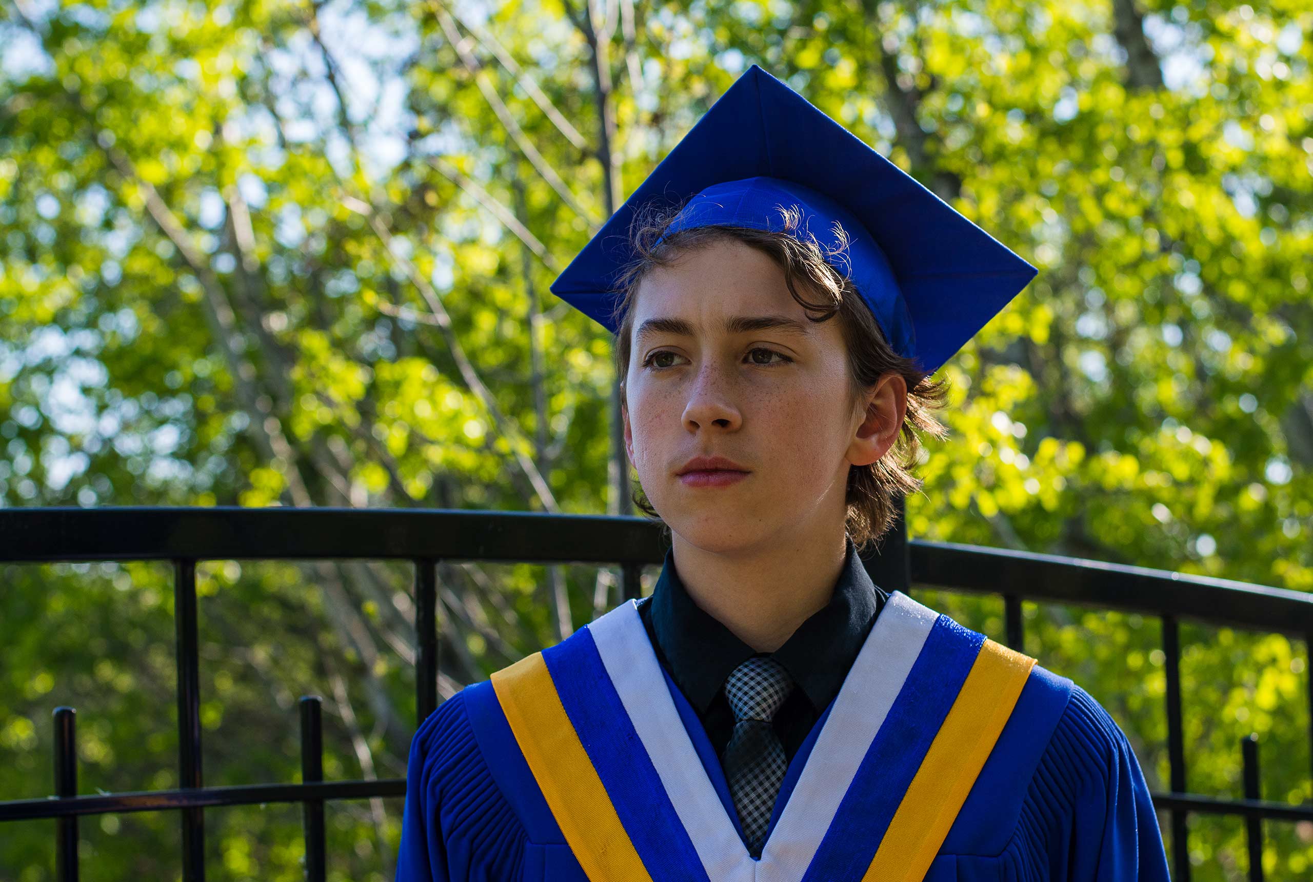 Grade 12 Grad Blue Graduation Gown Young Man Sherwood Park | Edmonton