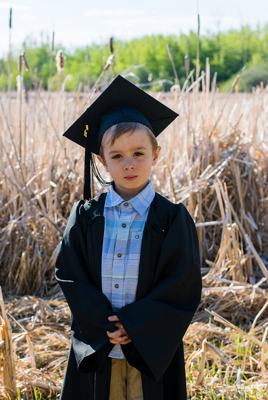 graduate-from-kindergarten-cap-and-gown-in-Sherwood-Park